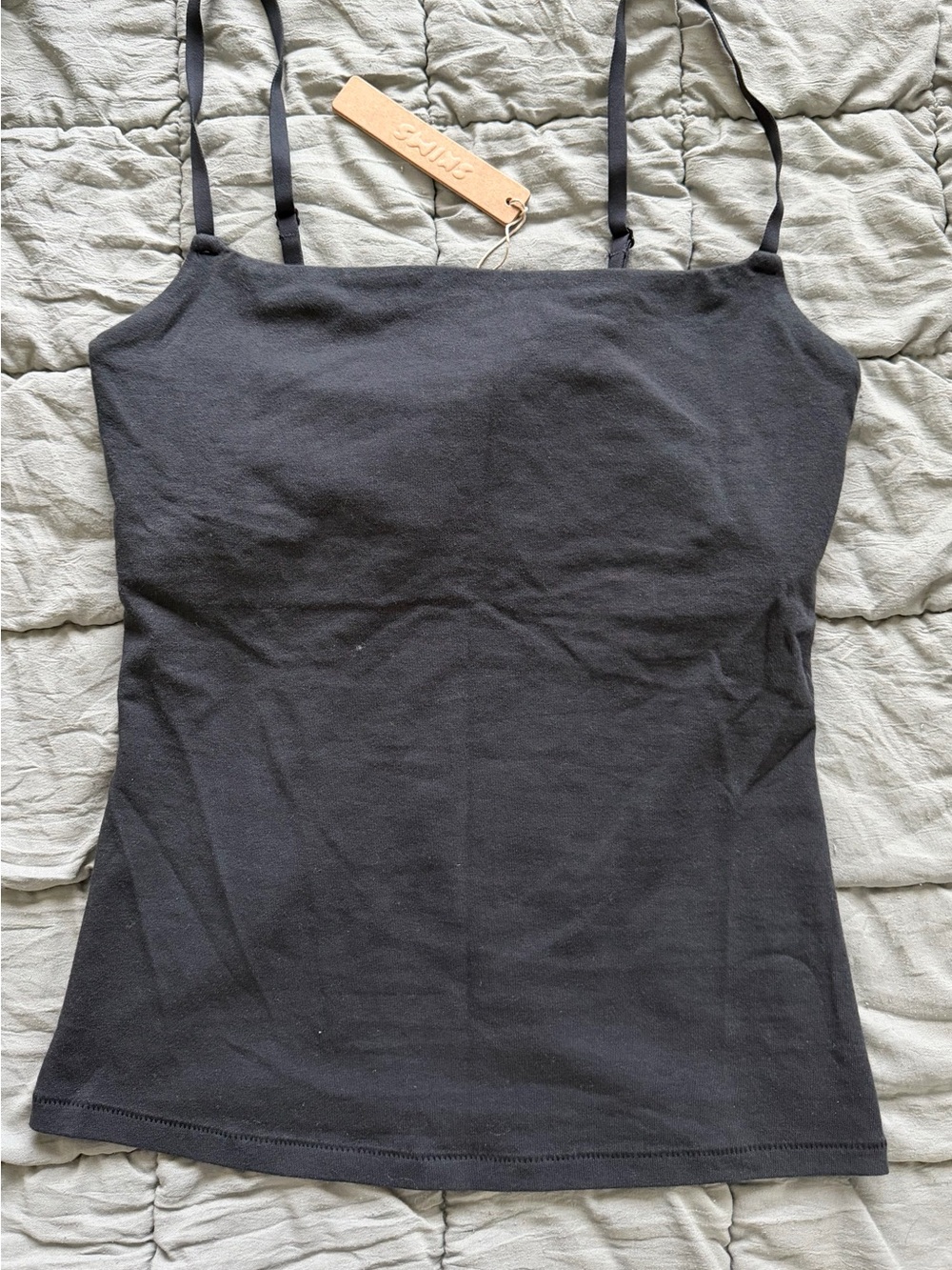 SKIMS Black Slim Spaghetti-Strap Camisole Top